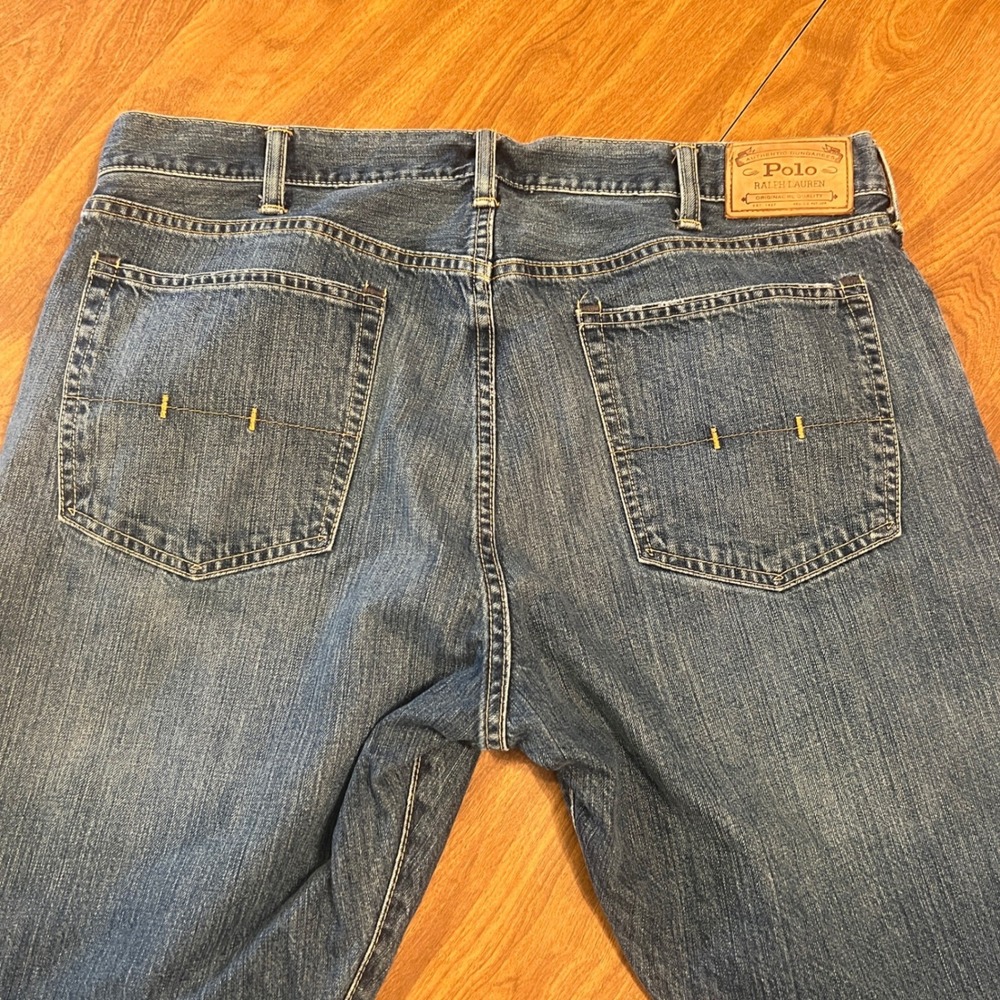 Polo Ralph Lauren Mens Straight Leg Jeans Blue Denim 38x32 Authentic Dungarees - Picture 9 of 13